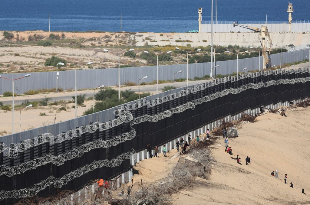 A steel wall built by the Egyptian authorities on the Gaza border